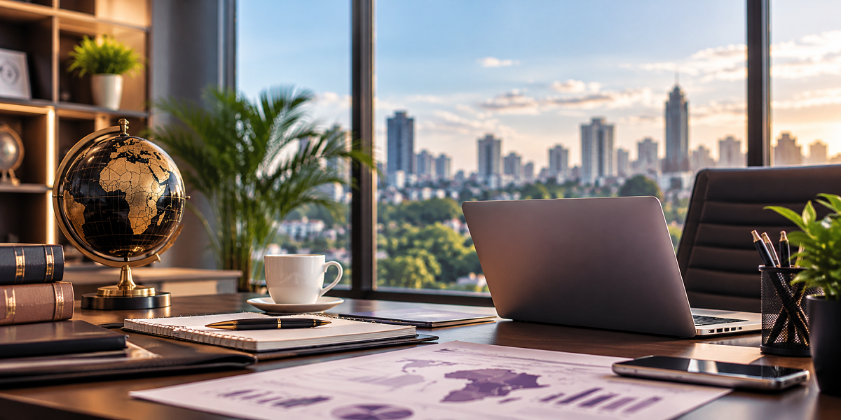 Home Global Finance Desk With City Views