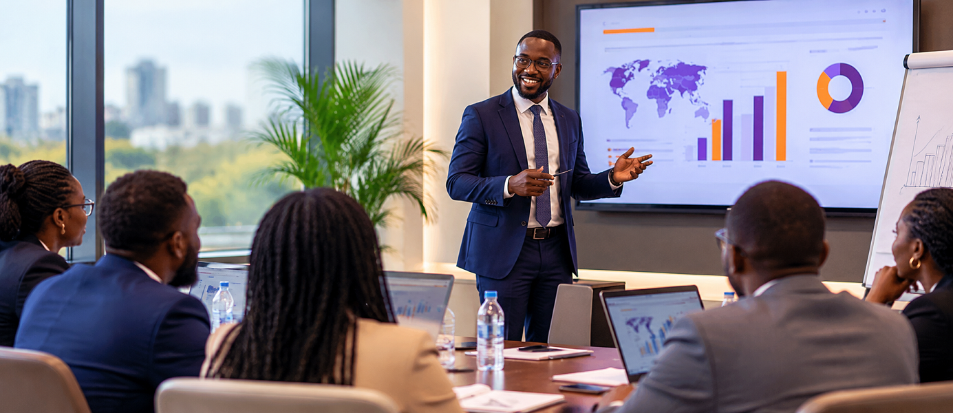 Home Professional Strategy Presentation In A Modern Conference Room